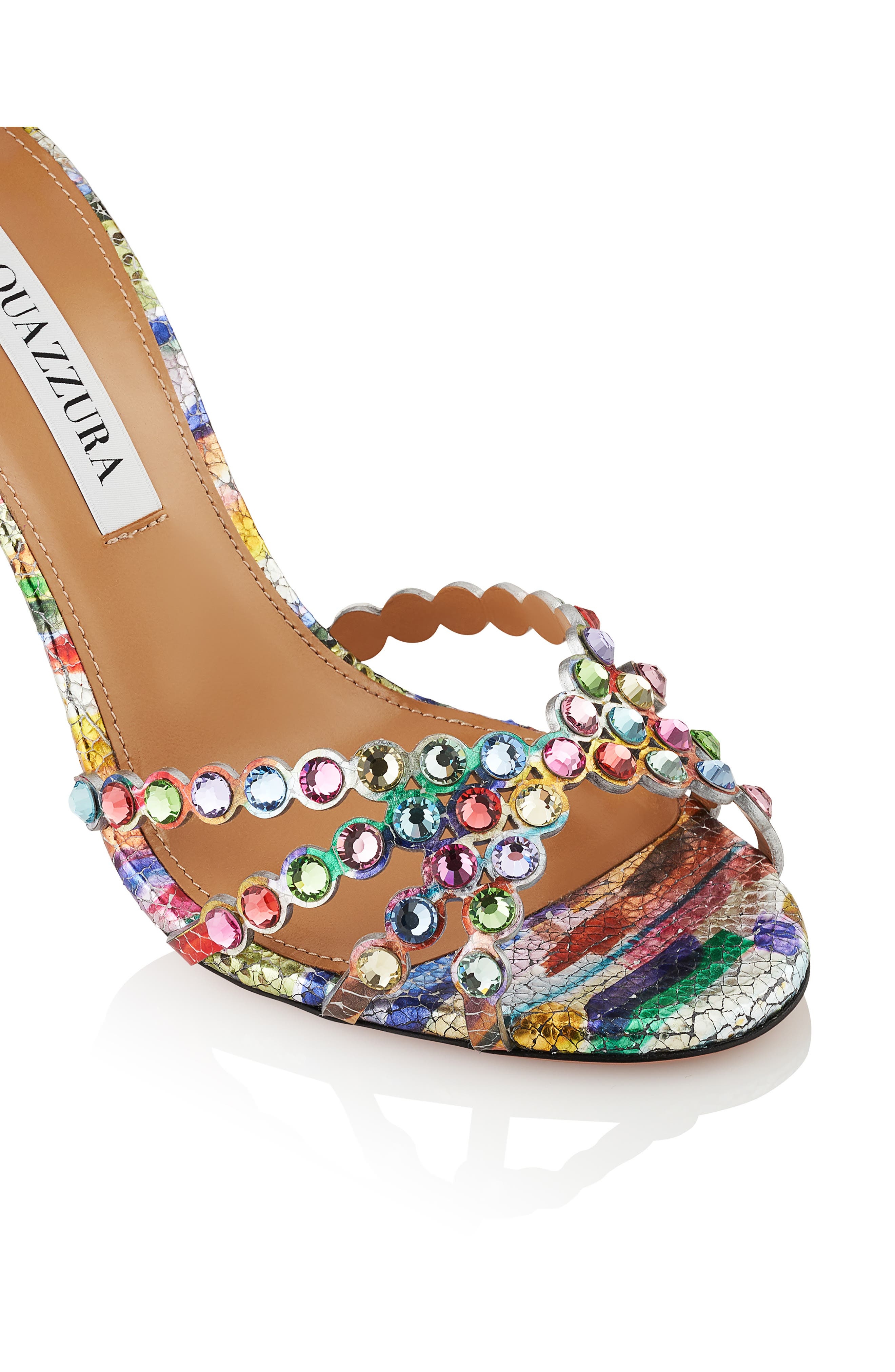 Aquazzura Tequila Crystal Ankle Strap Sandal in Rainbow at Nordstrom - 5
