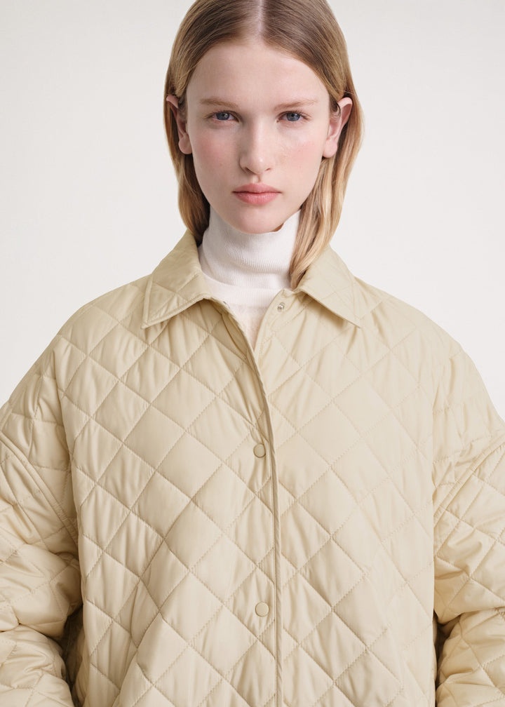 Quilted cocoon coat stone - 5