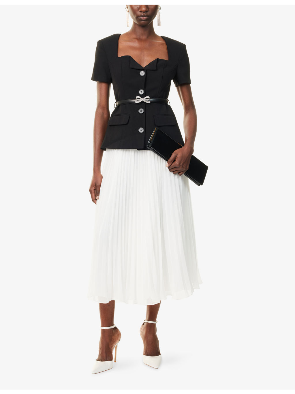 Contrast-Chiffon Pleated Woven Midi Dress - 2