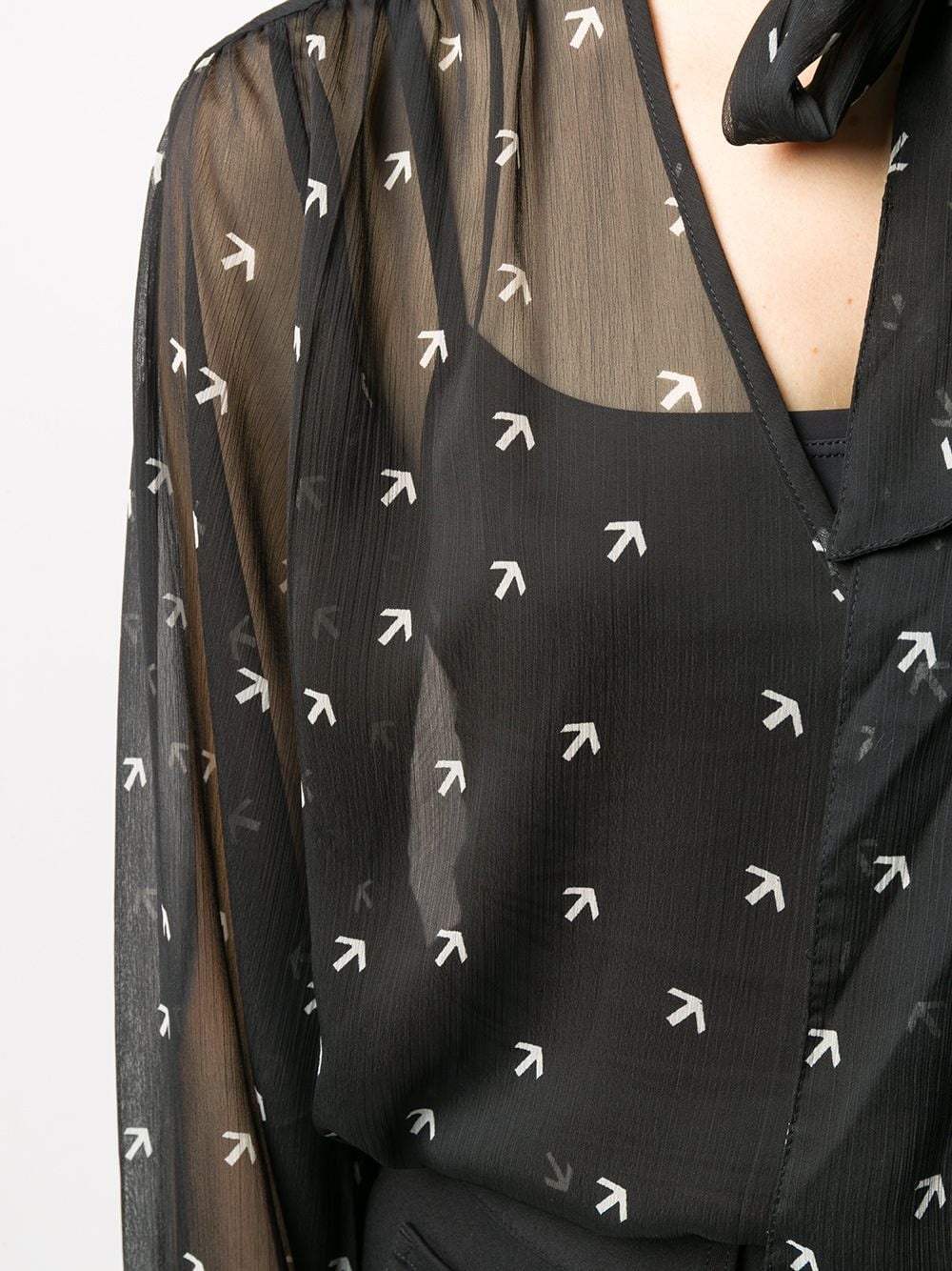 arrow print sheer blouse - 5