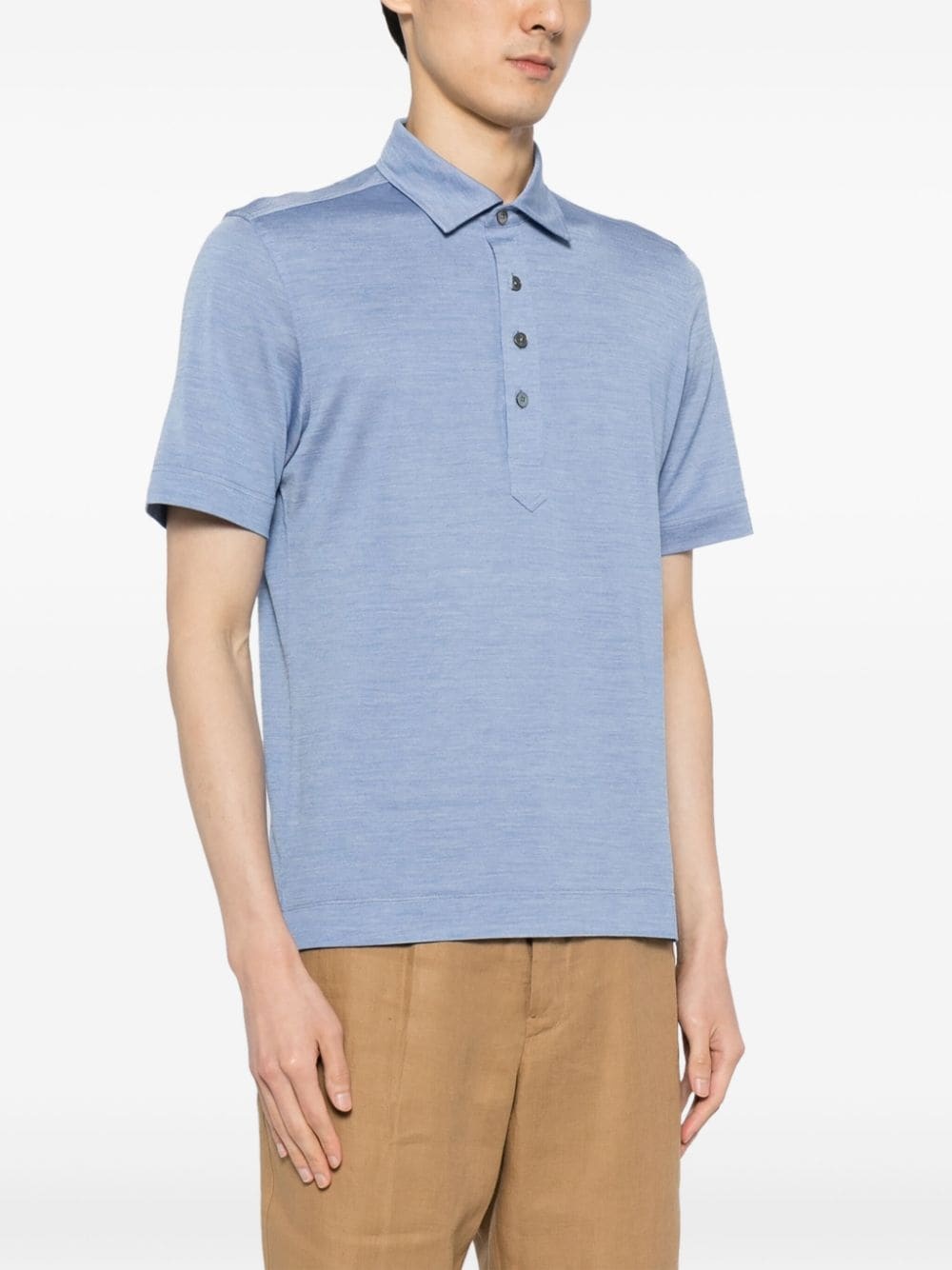 polo-collar cotton-blend polo shirt - 3