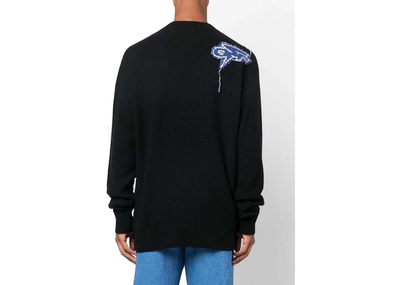 Off-White OFF-WHITE Thund ARR Chunky Knit Crewneck Black Peacock outlook