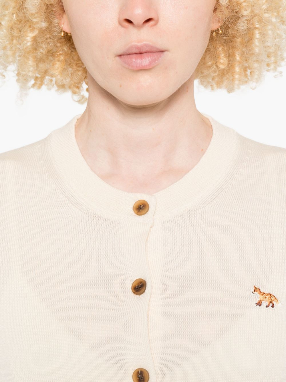 fox-embroidered buttoned cardigan - 5