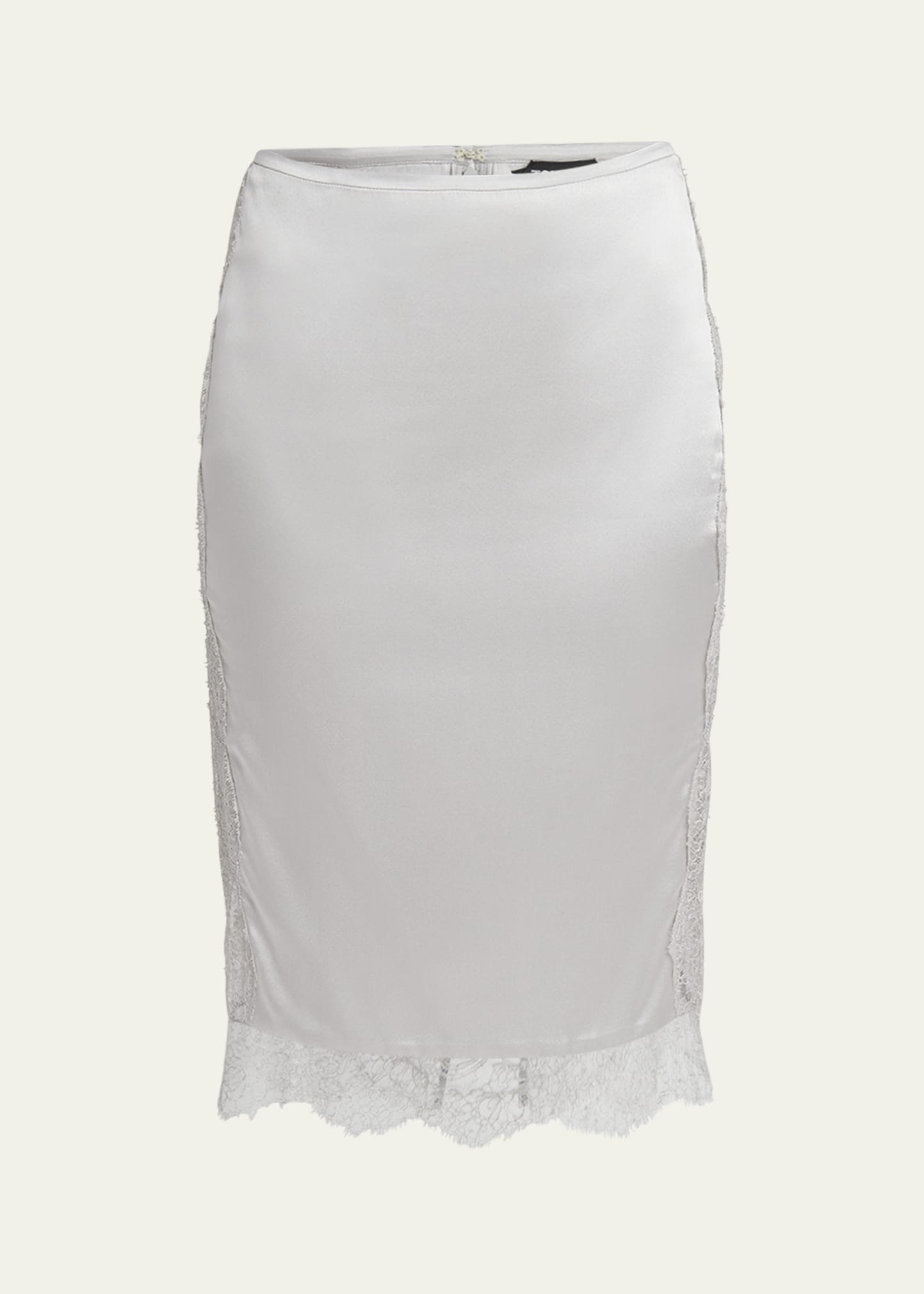 Lace-Inset Stretch Crepe Satin Skirt - 1