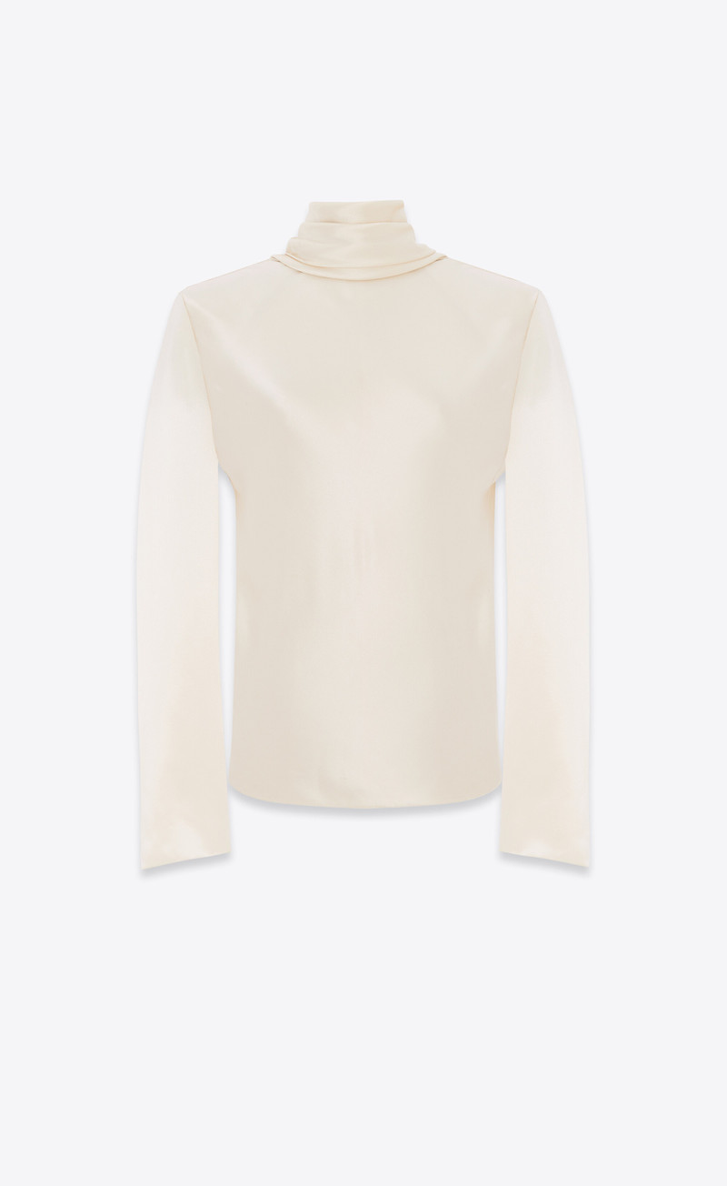cowl-back blouse in silk satin crepe - 1