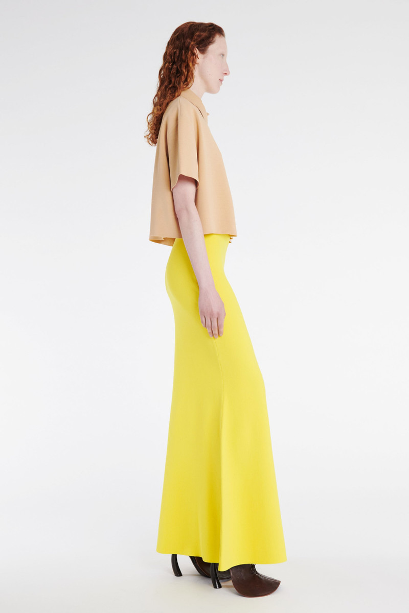 KNITTED FLARED SKIRT WITH CUTOUT YELLOW 3
