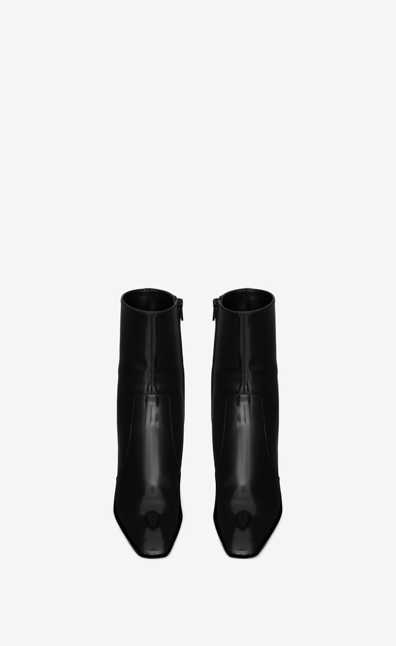 SAINT LAURENT betty booties in glazed leather outlook