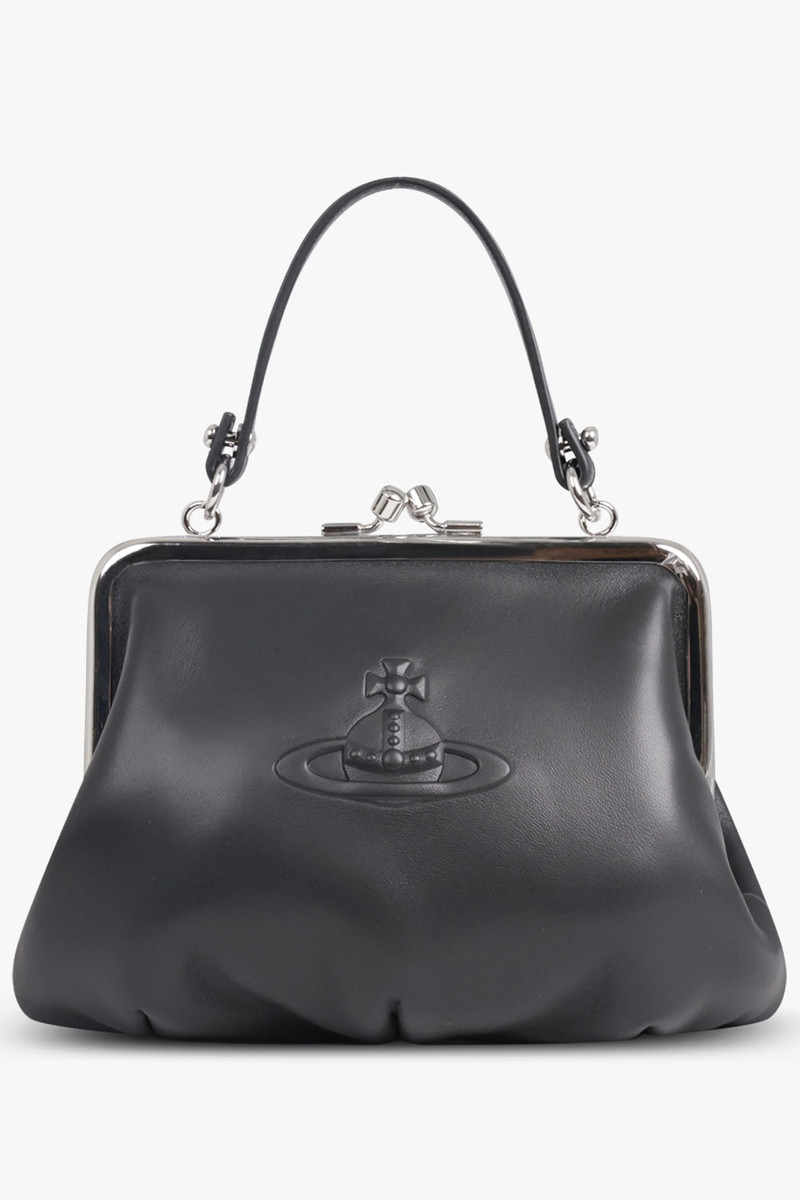 GRANNY FRAME EMBOSSED ORB PURSE | BLACK 1