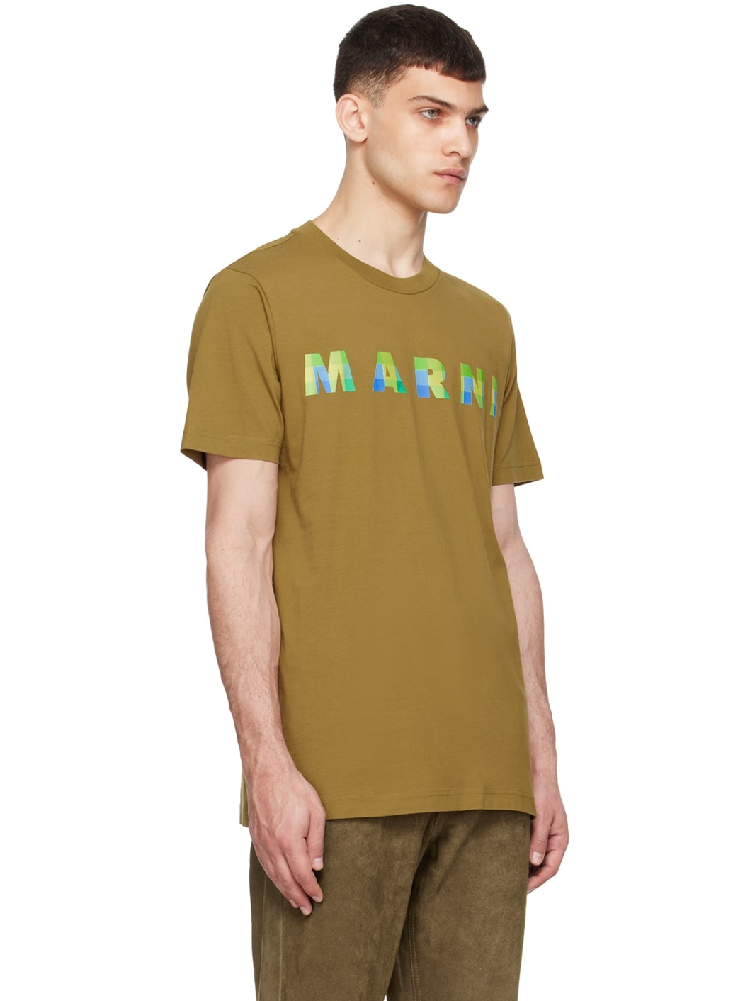 Khaki Printed T-Shirt - 2