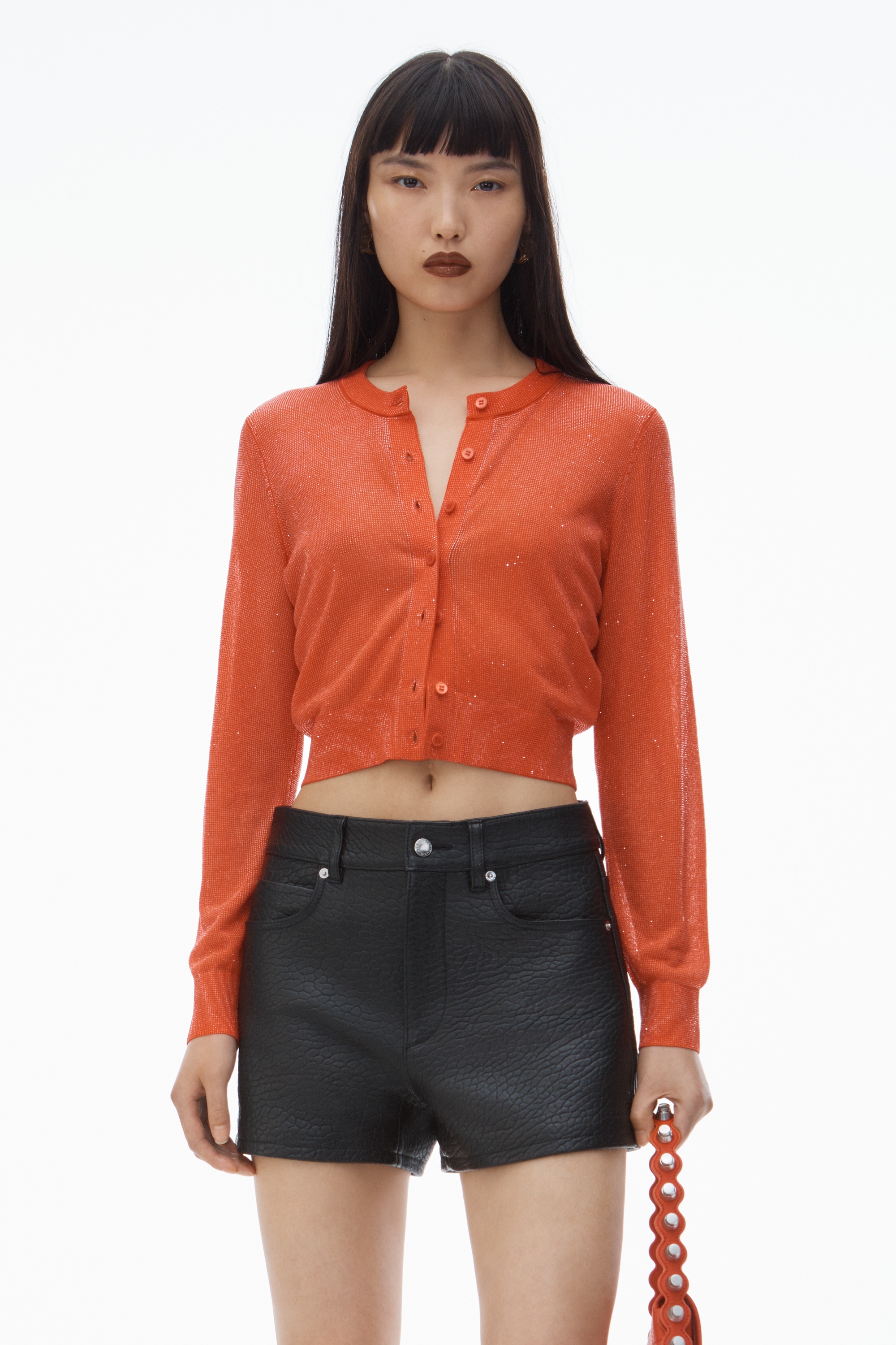 Clear Bead Hotfix Crewneck Cardigan - 2