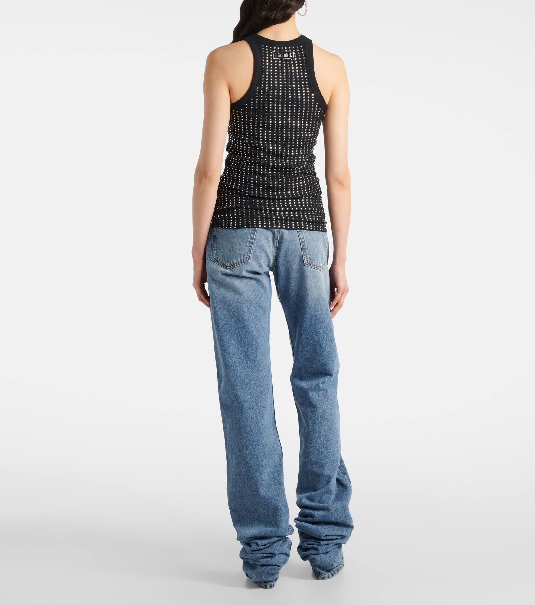 Crystal-embellished ribbed-knit tank top - 3
