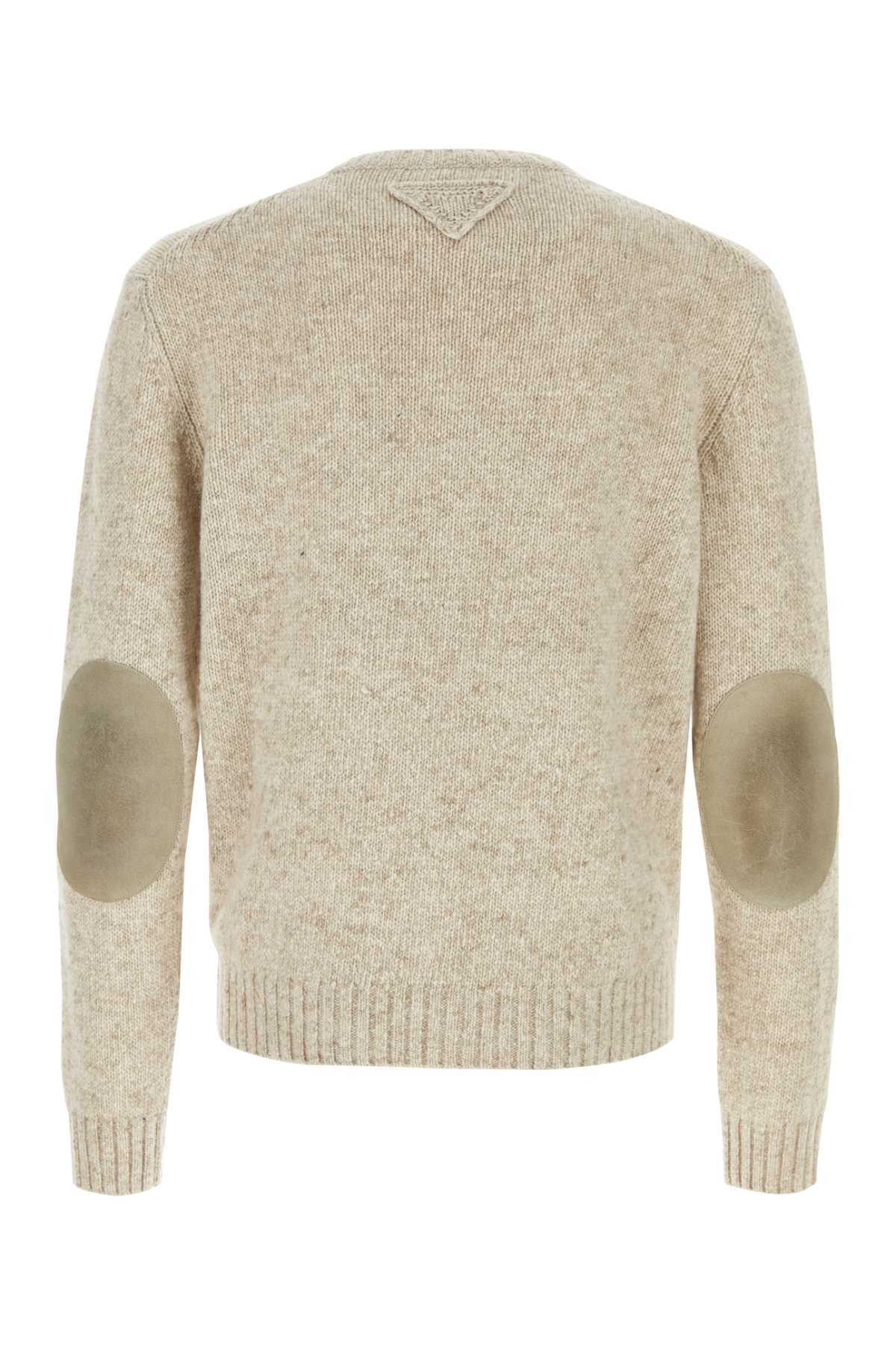 Prada Men Melange Sand Cashmere Sweater - 2