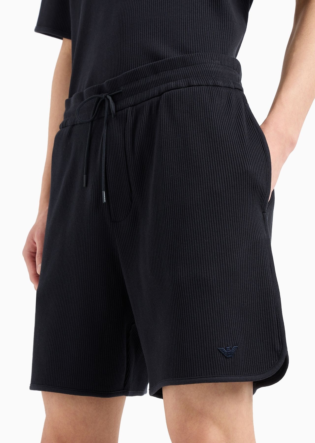 Comfort-fit drawstring Bermuda shorts in canneté jersey - 5