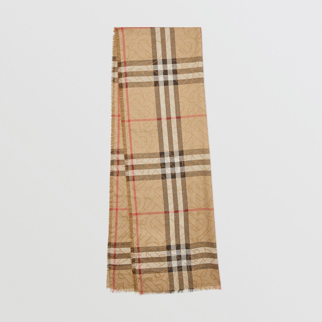 Metallic Monogram Lightweight Check Silk Wool Scarf - 1