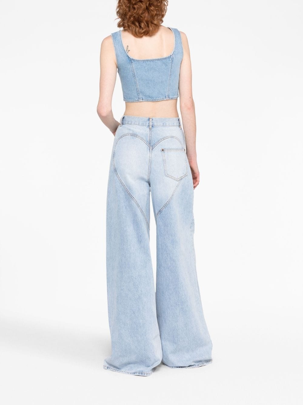 wide-leg crystal jeans - 6