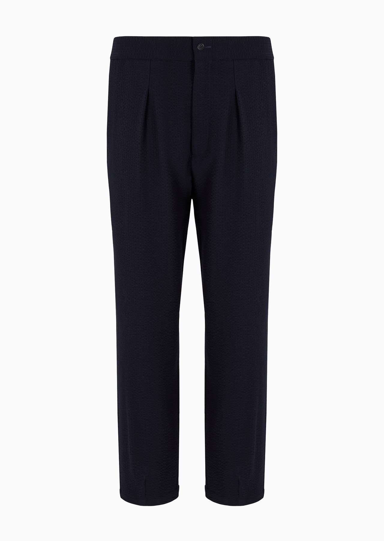 Single-pleat, virgin wool and cashmere seersucker trousers - 1