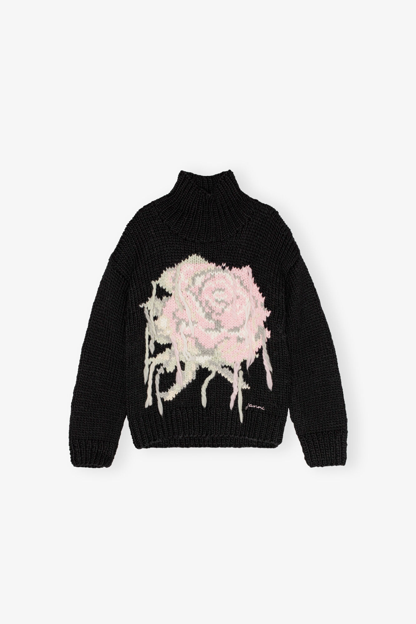 BLACK HANDKNIT TURTLENECK SWEATER - 1