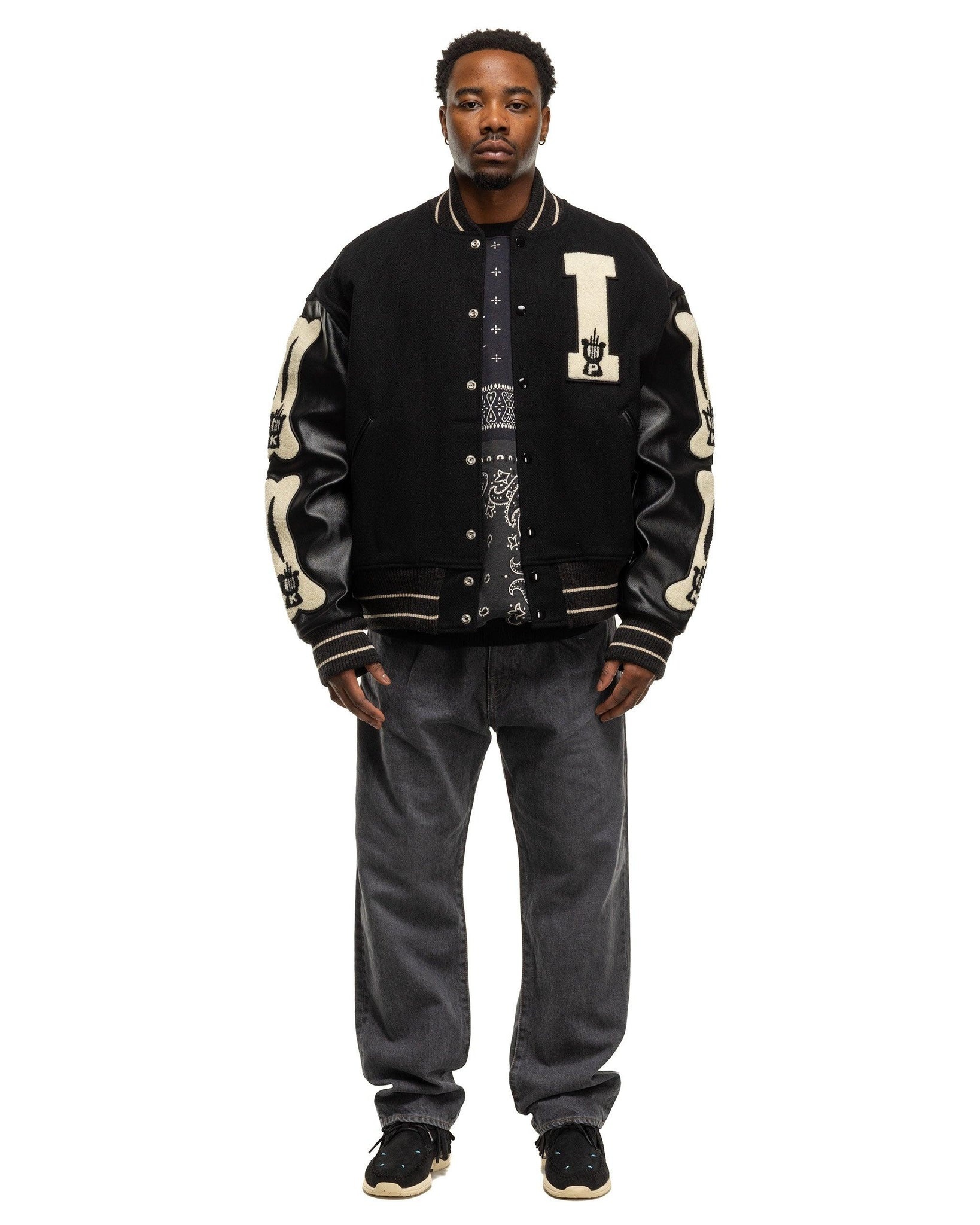 Kapital Wool I-FIVE Varsity JKT Black | REVERSIBLE