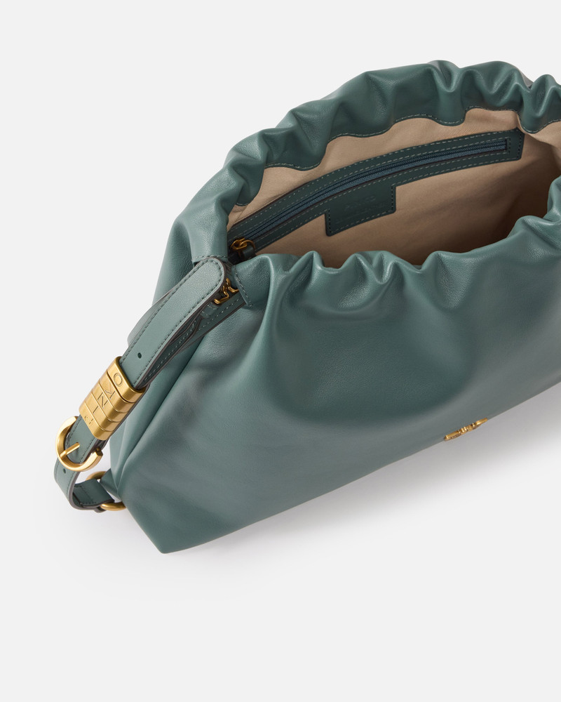 LARGE SHOULDER CLUTCH IN LEATHER WITH LOVE BIRDS LOGO 4