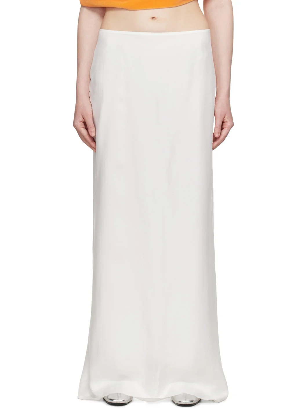 White Silk Slip Maxi Skirt - 1