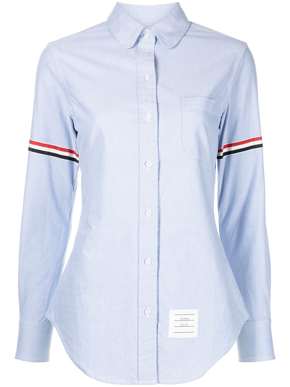 ribbon-trim long-sleeve shirt - 1