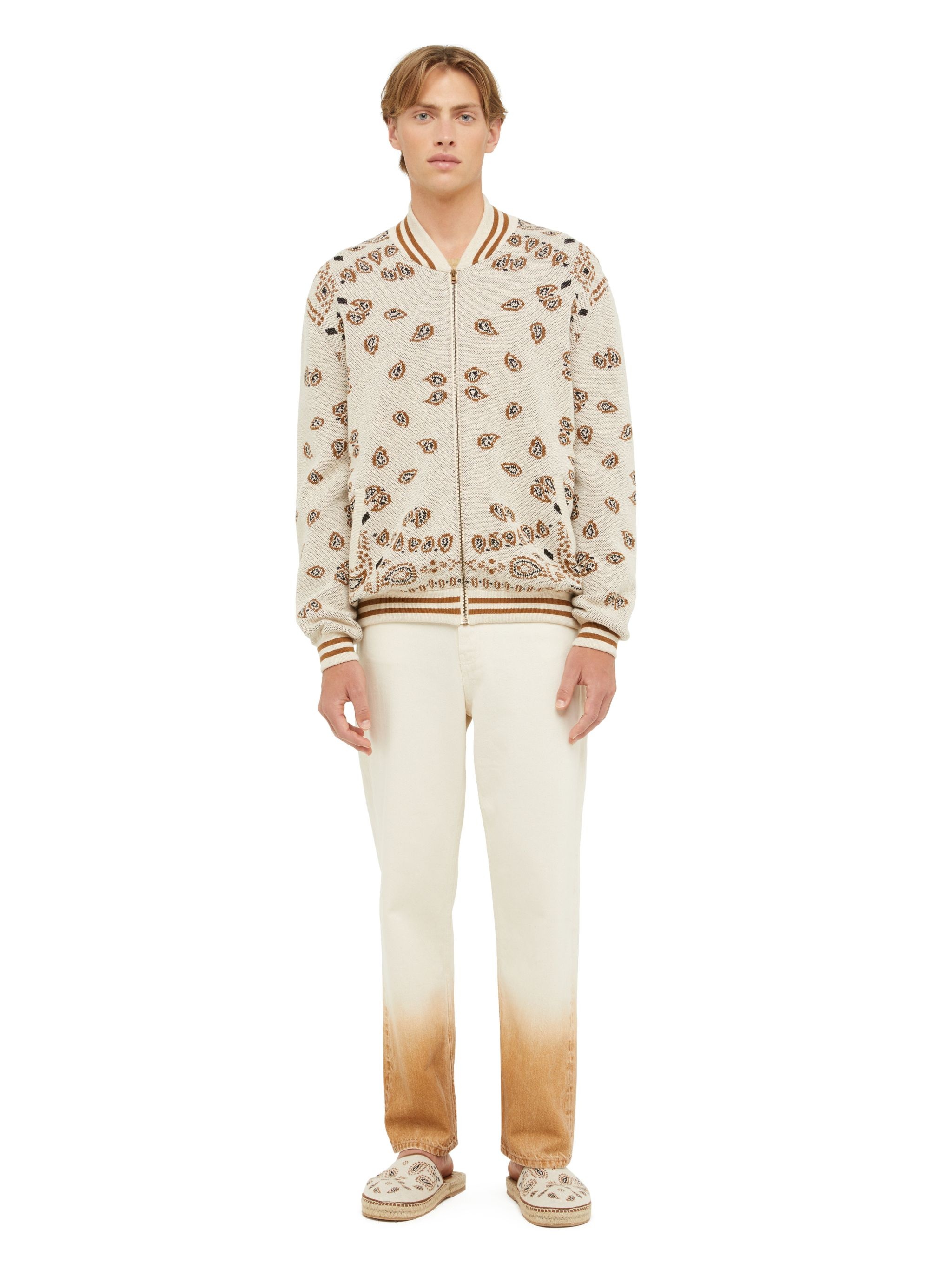 Bandana Piquet Jacquard Bomber Jacket - 4