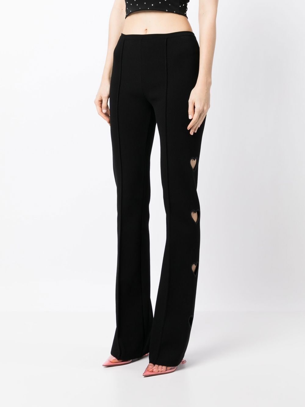cut-out detail flared trousers - 3