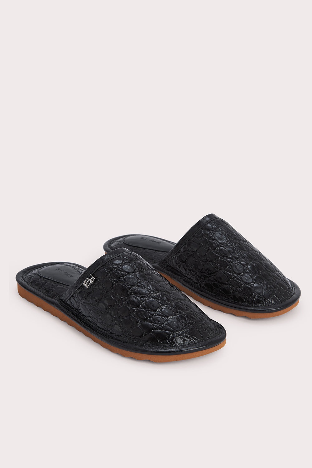 Larry Black Circular Croco Embossed Leather - 2