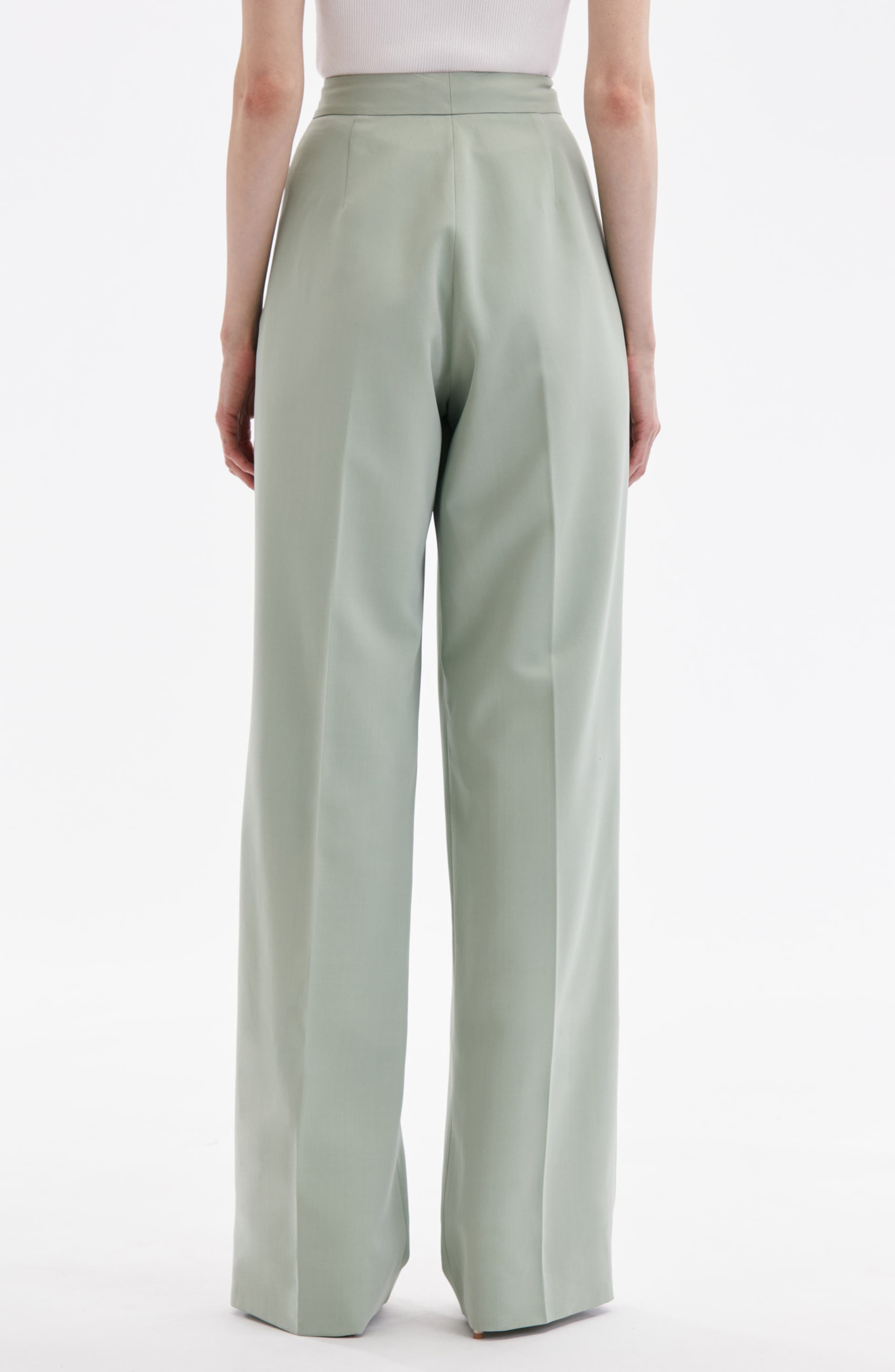 Wide Leg Stretch Silk Georgette Pants - 2