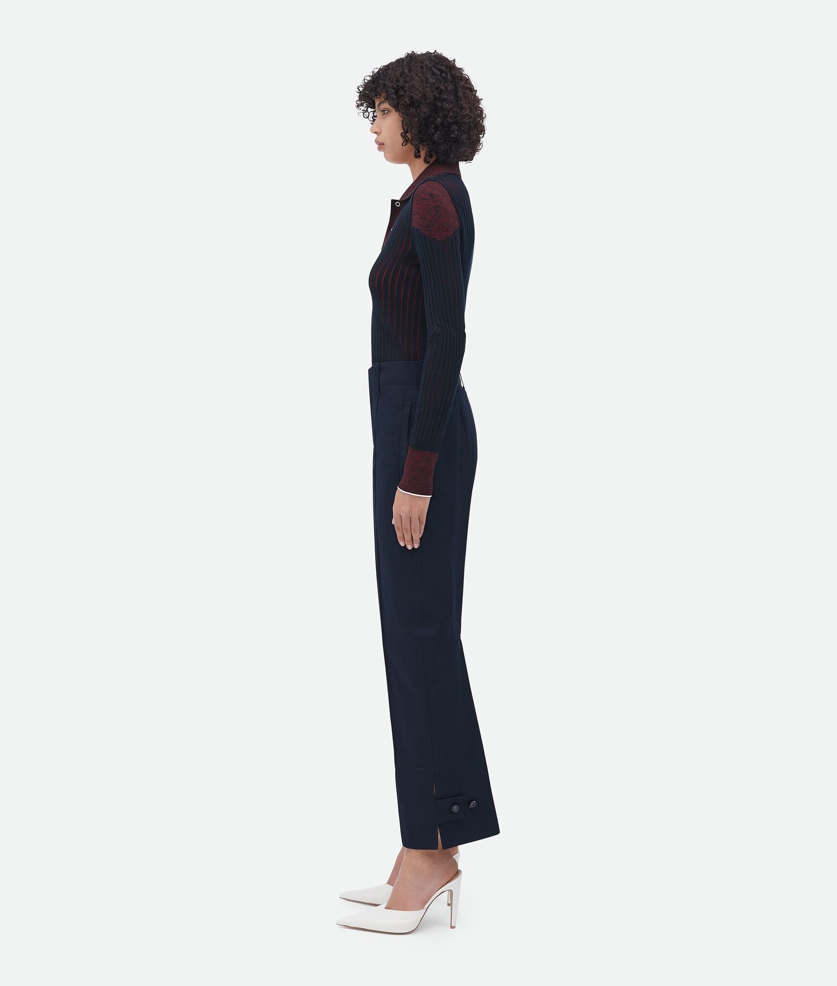 slim leg cotton twill pants - 2