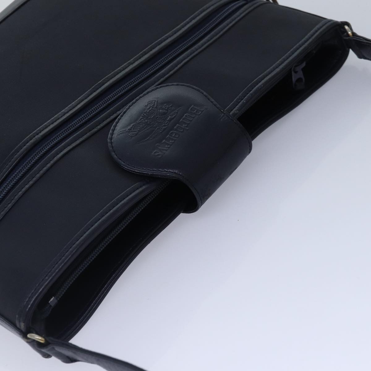 Burberry Shoulder Bag Nylon Leather Navy Gold - 6