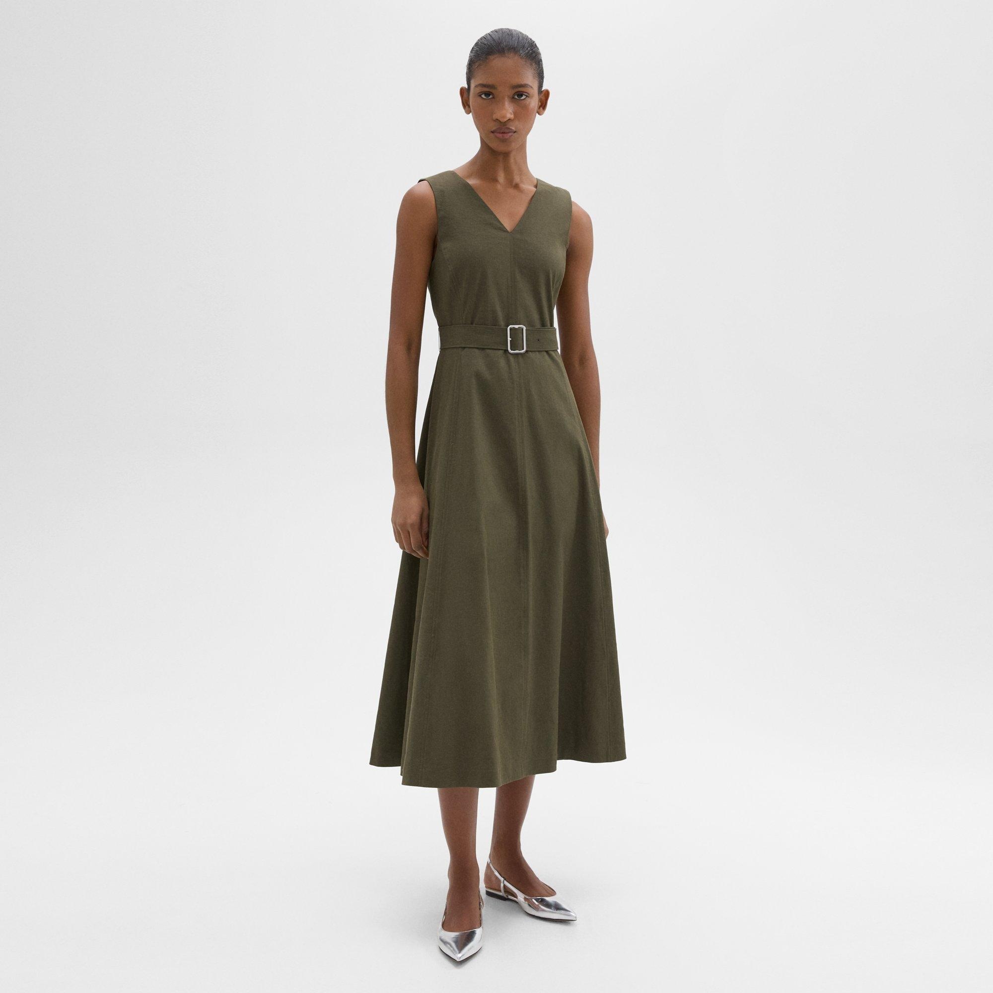 V-Neck Volume Dress in Good Linen - 2