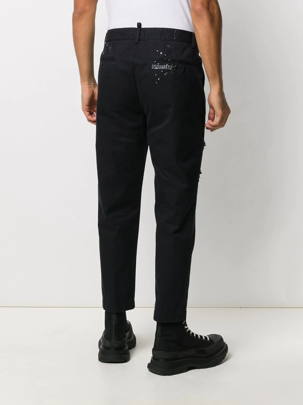 paint-splatter tapered trousers - 4