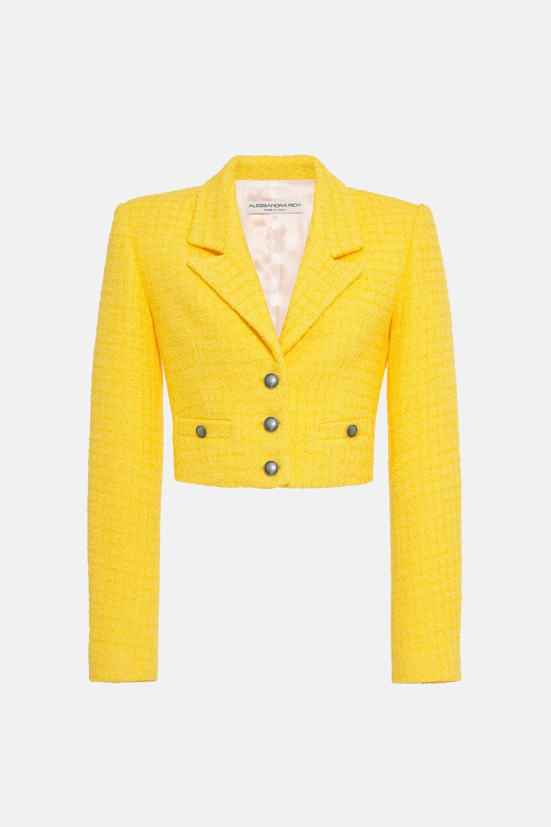 CHECKED TWEED BOUCLE CROPPED BOXY JACKET 1