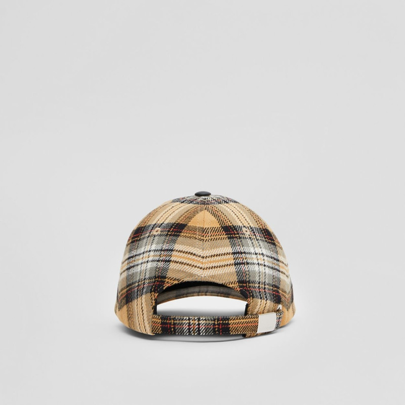 Logo Detail Check Cotton Flannel Baseball Cap 4