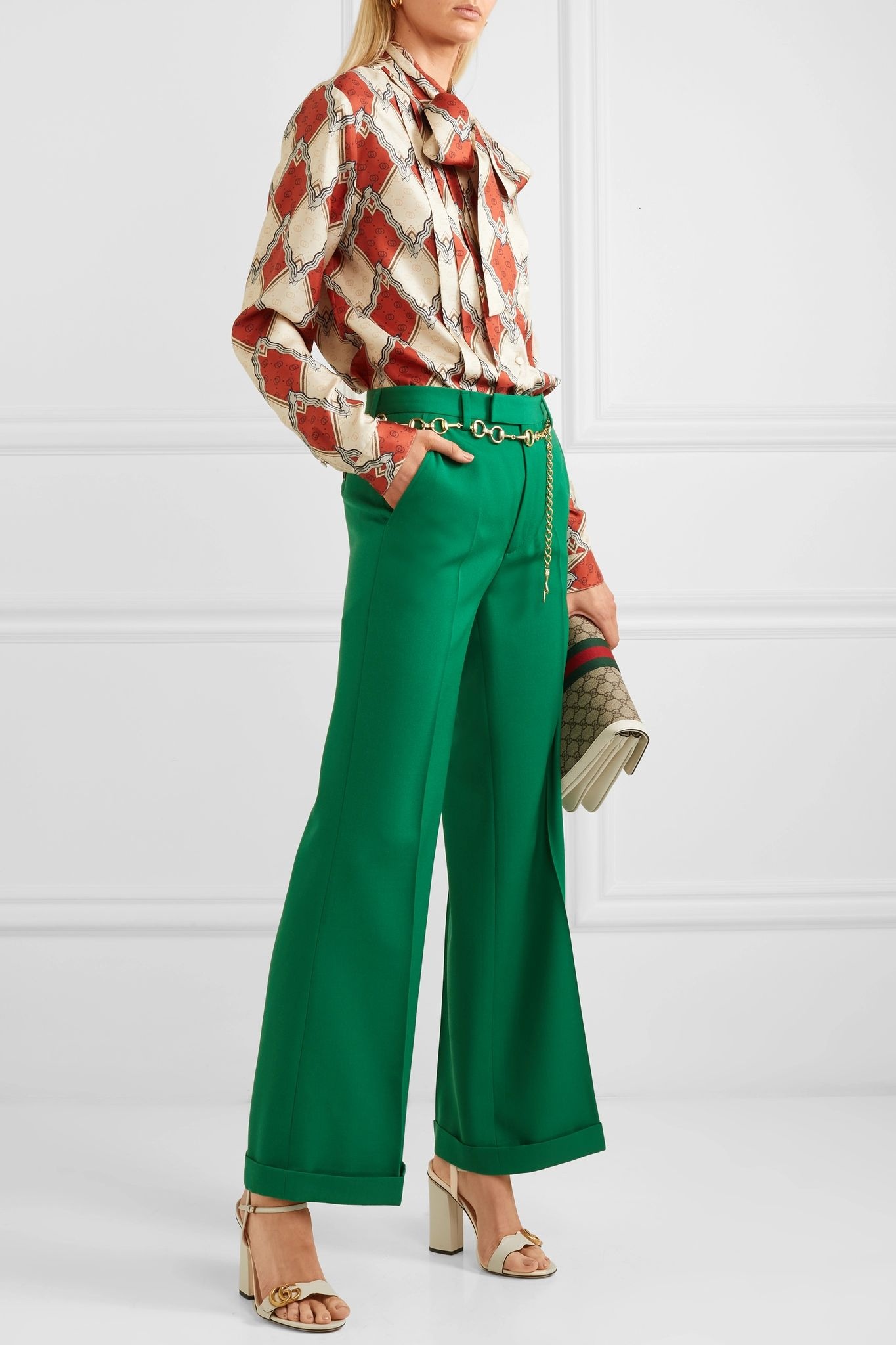 Wool-gabardine wide-leg pants - 2