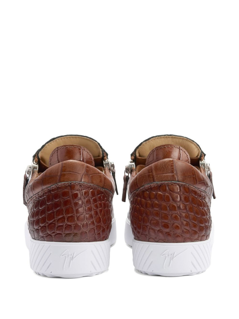Frankie crocodile print zip leather sneakers 3