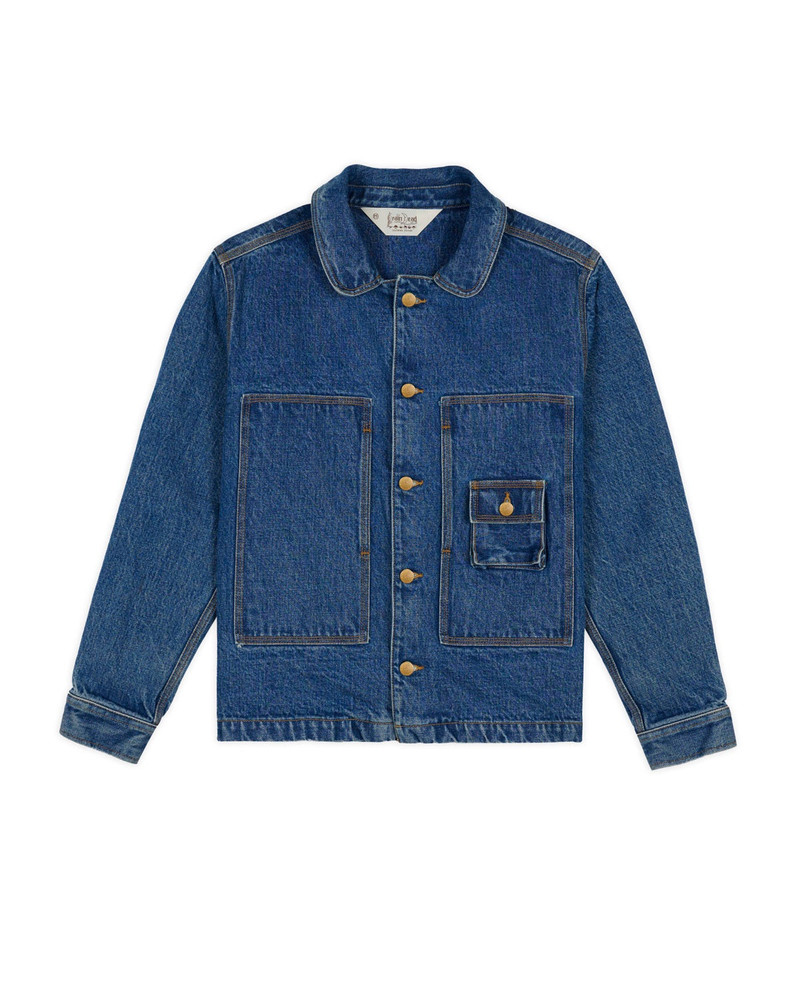 15oz Selvedge Denim 37 Work Shirt -Washed Indigo 1