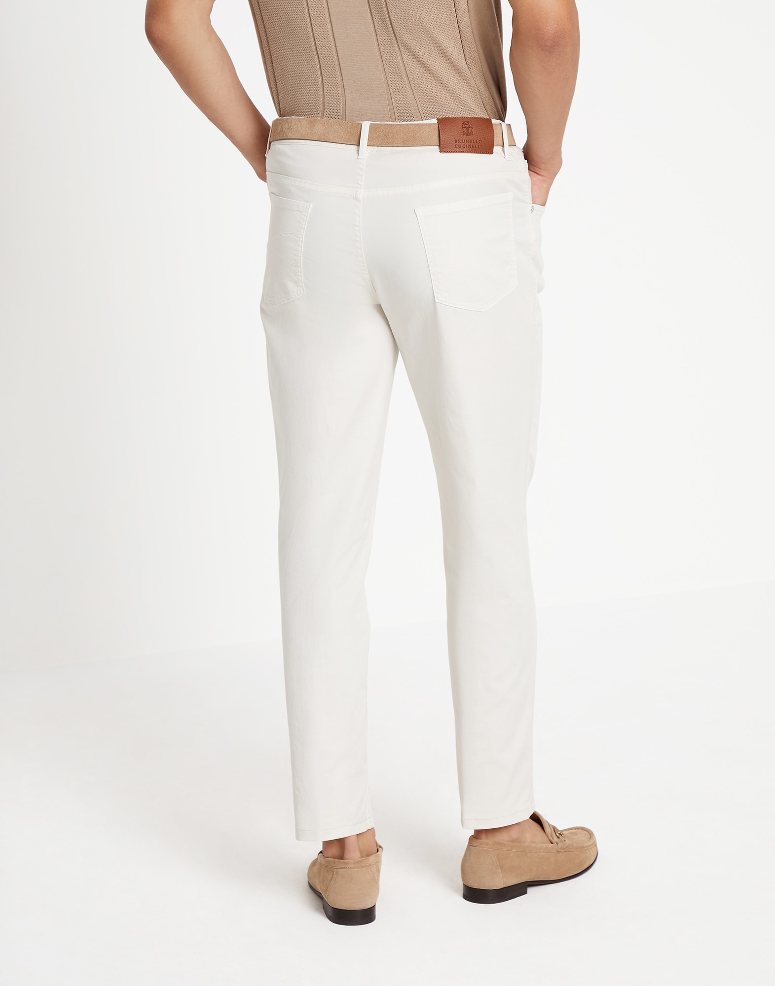 Garment-dyed Italian-fit five-pocket trousers in American Pima comfort cotton gabardine - 2