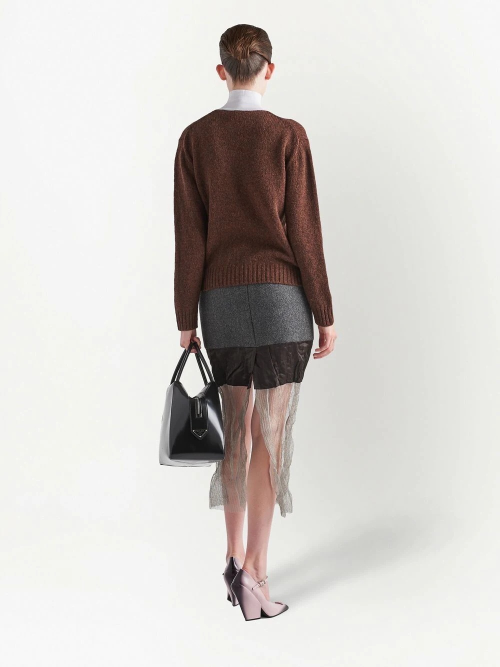 wool mesh midi skirt - 3