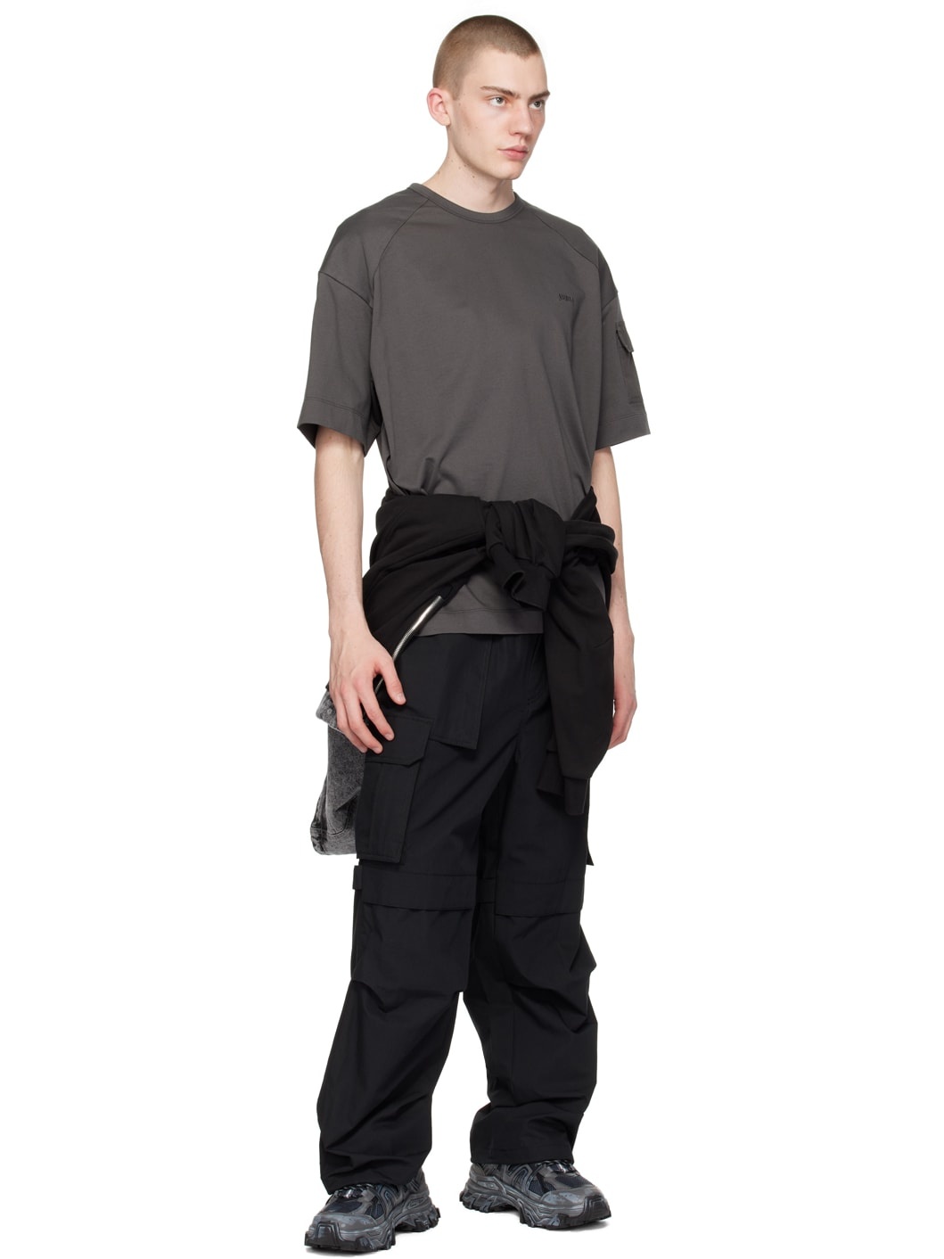 Black Velcro Strap Cargo Pants - 4