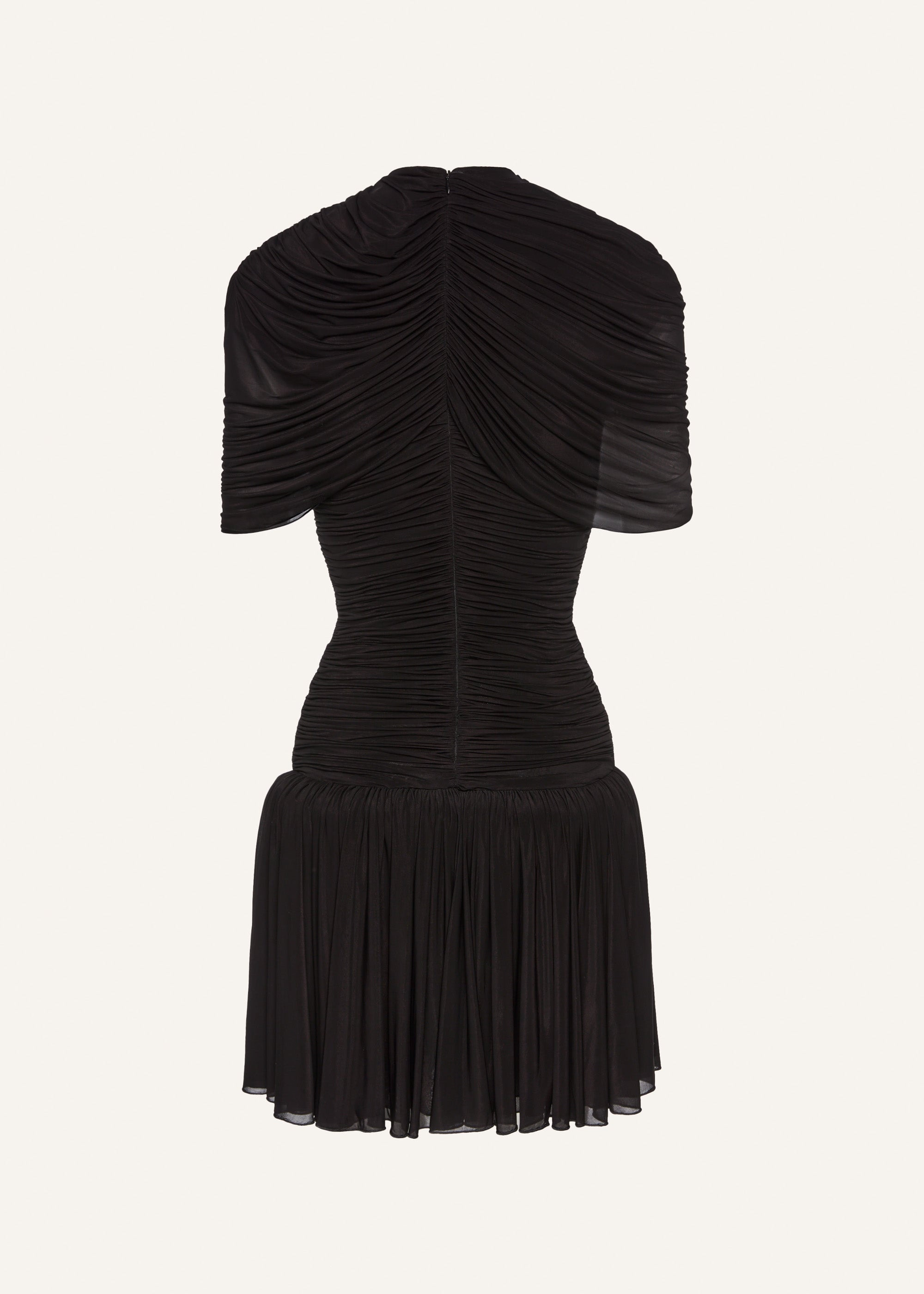 Drop-waist wrap mini dress in black - 2