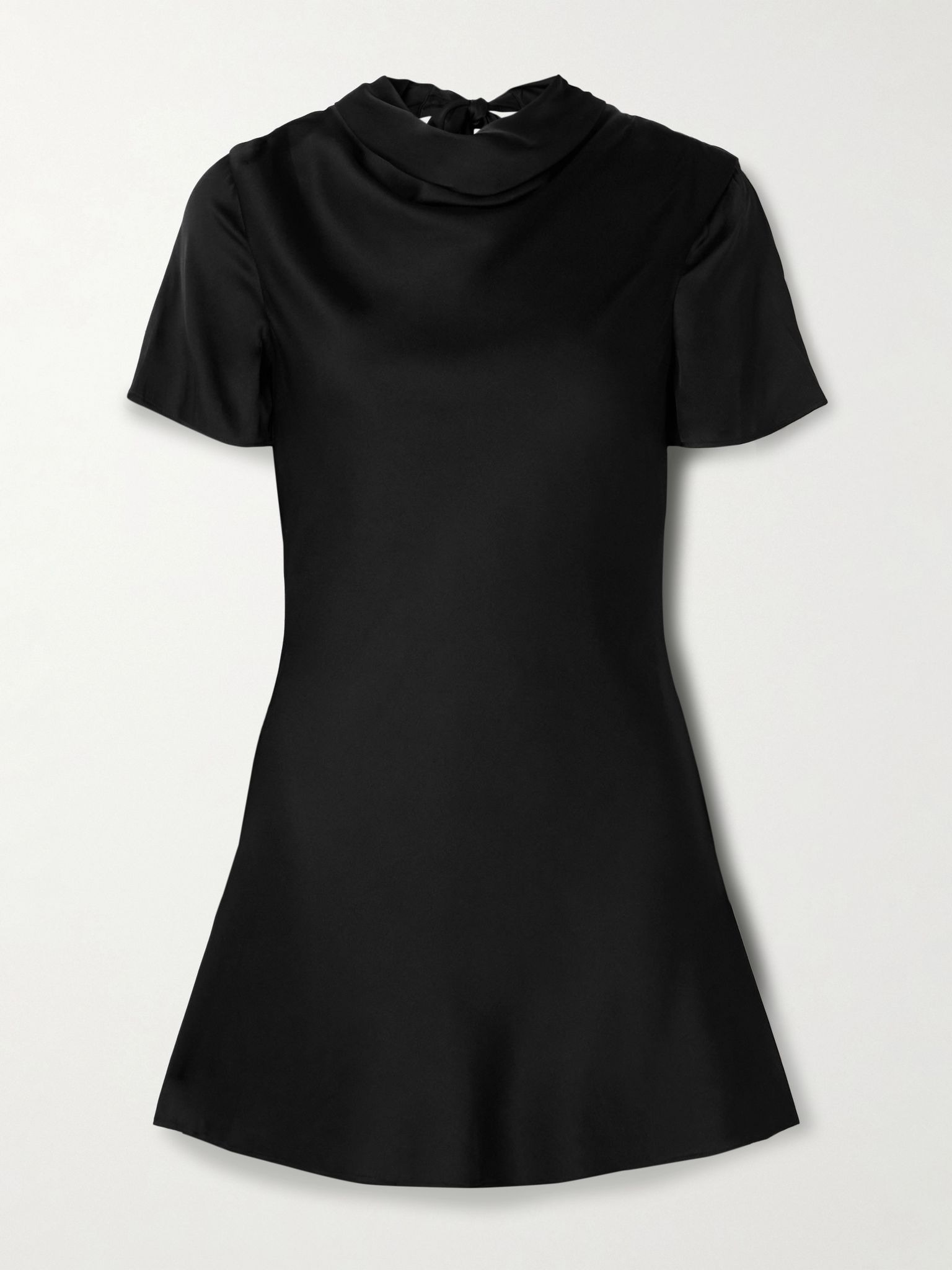 Iris draped silk-blend satin mini dress Black - 1