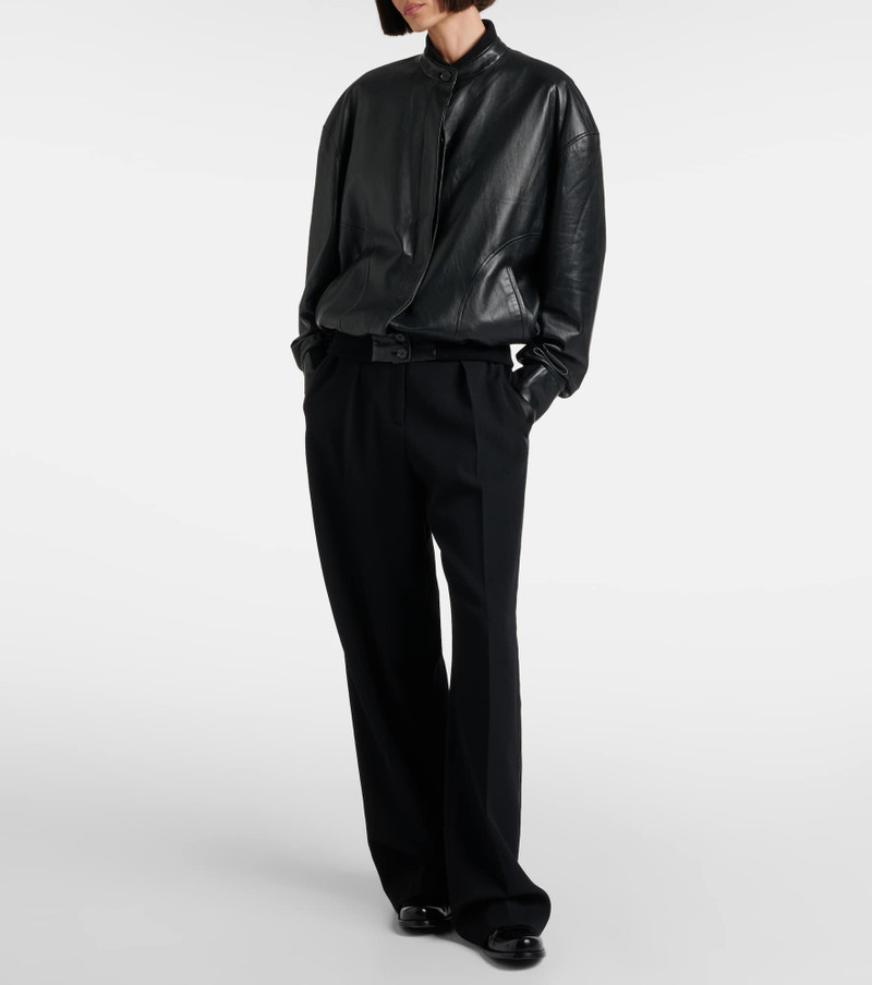 The Row Eleonora leather bomber jacket outlook