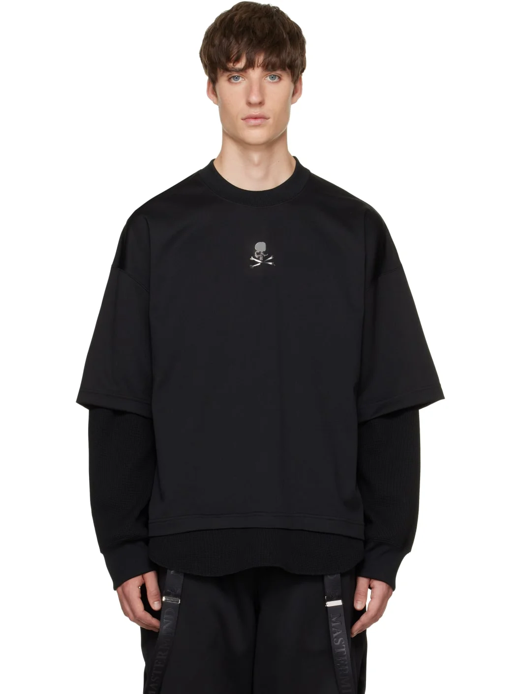Black Layered Pullover Sweatshirt - 1
