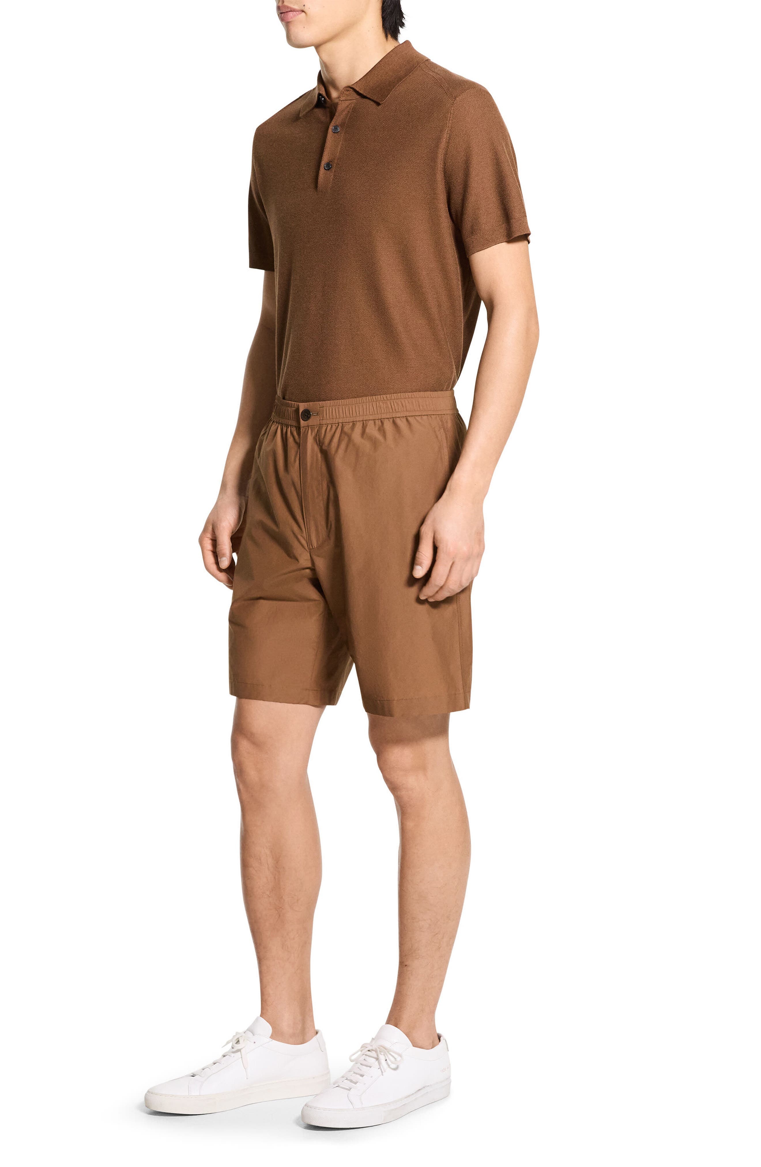Theory Elastic Waist Shorts in Deep Tobacco at Nordstrom - 6