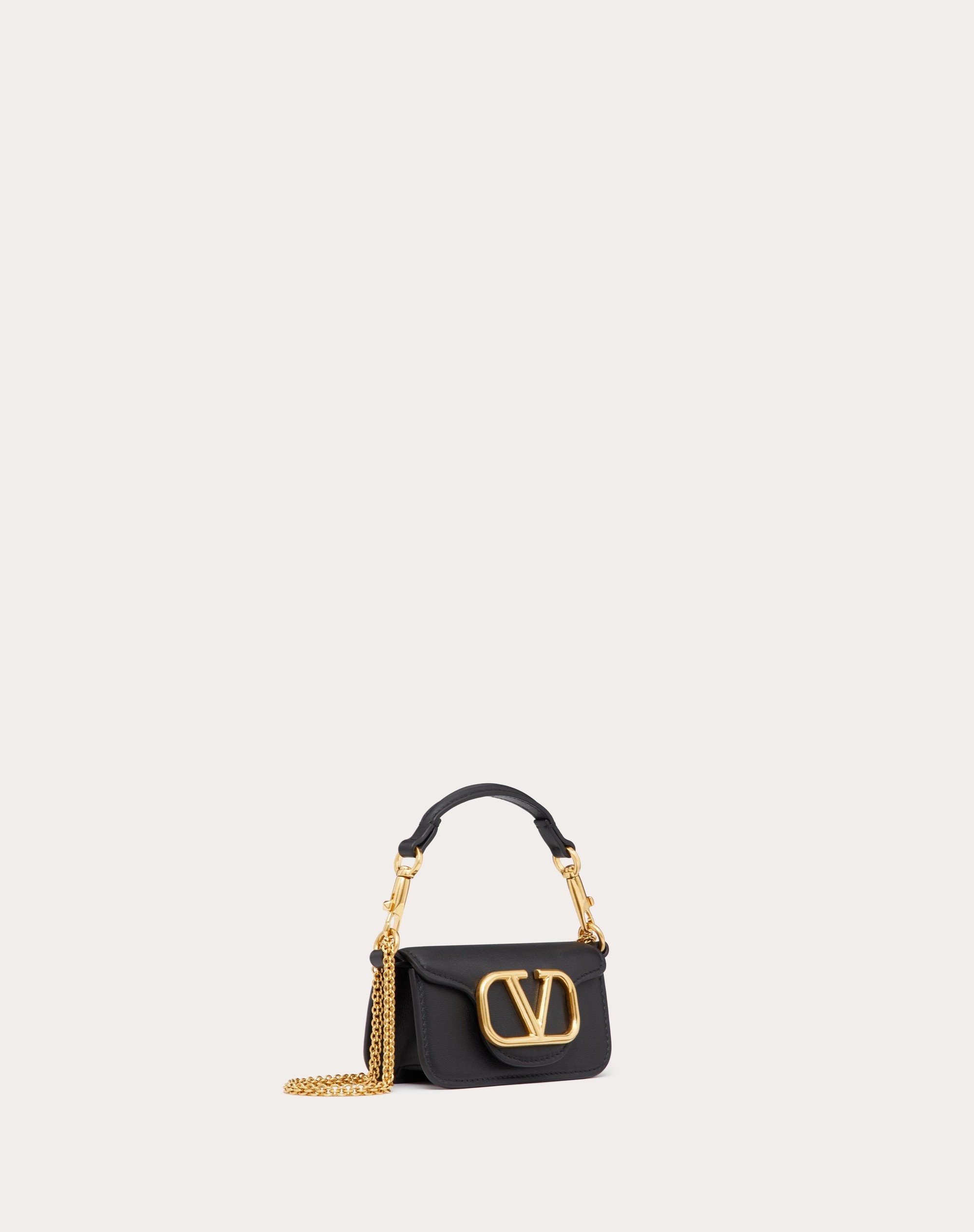 VALENTINO GARAVANI LOCÒ MICRO BAG IN CALFSKIN LEATHER WITH CHAIN - 3