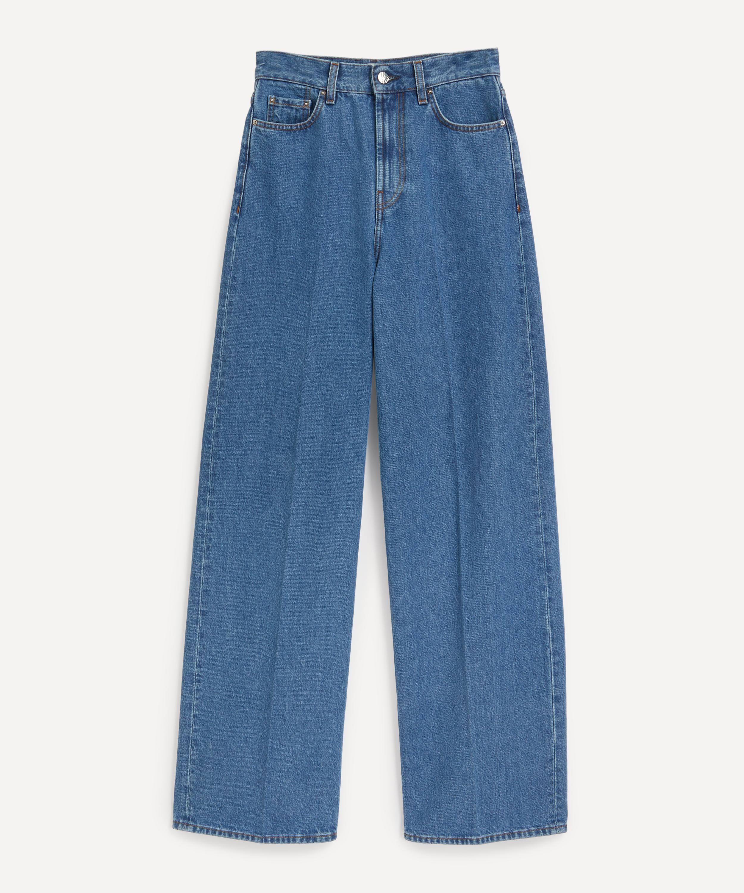 Wide Leg Vibrant Blue Denim Jeans - 1