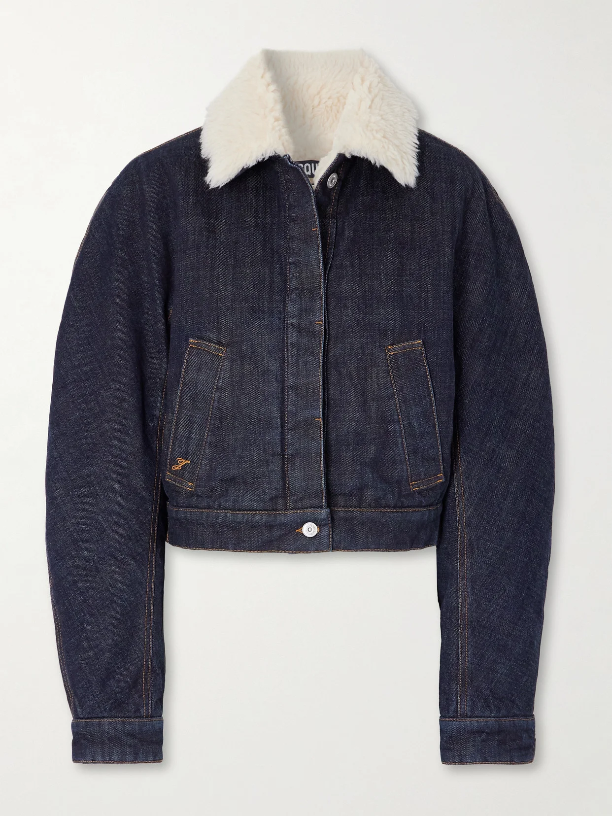 The Ovalo Fleece-trimmed Raw Denim Jacket - 1