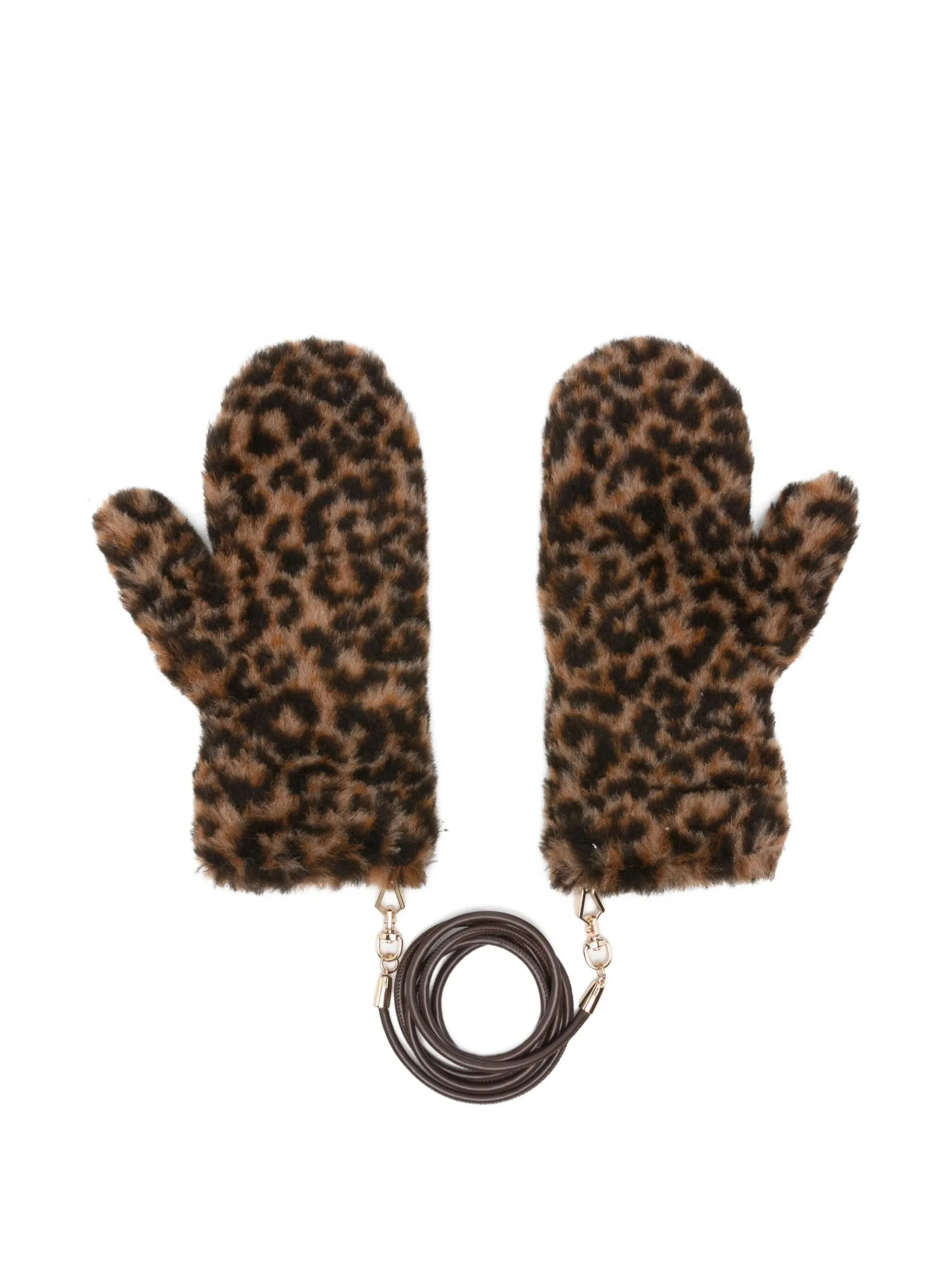 Ombrat leopard-pattern mittens - 1